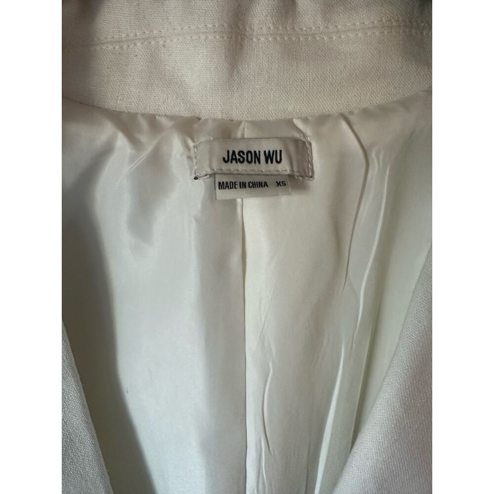 $325 JASON WU The Classics Embroidered Off White Linen Rayon Button Blazer sz Xs - Picture 3 of 10